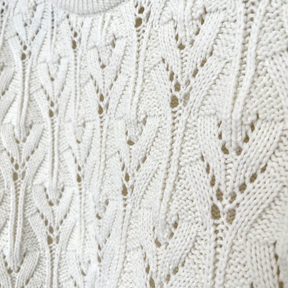 Penningtons Cable Knit Open Weave Sweater in Cream Size 1X - Picture 4 of 7